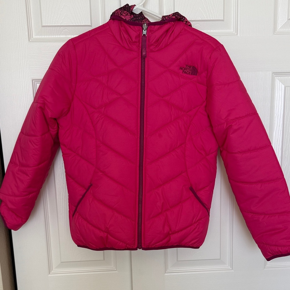 The North Face Girls Hot Pink Hooded Puffer Jacket
